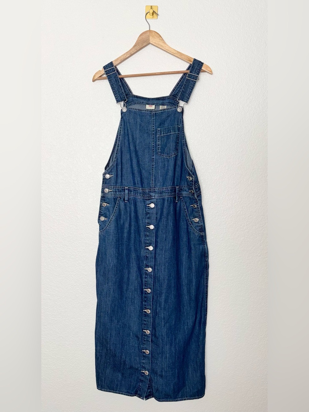 Levi’s Denim Overall Dress Small Button Front Pinafore Y2K 90s